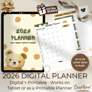 2026 Digital Planner PDF for iPad Minimalist Planner Daily Weekly Monthly Yearly GoodNotes Notability