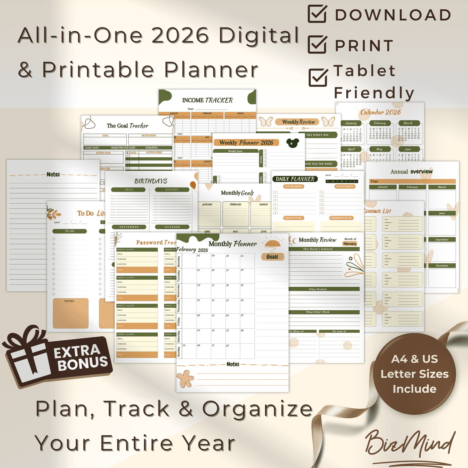 2026 Digital Planner PDF for iPad Minimalist Planner Daily Weekly Monthly Yearly GoodNotes Notability - Image 5