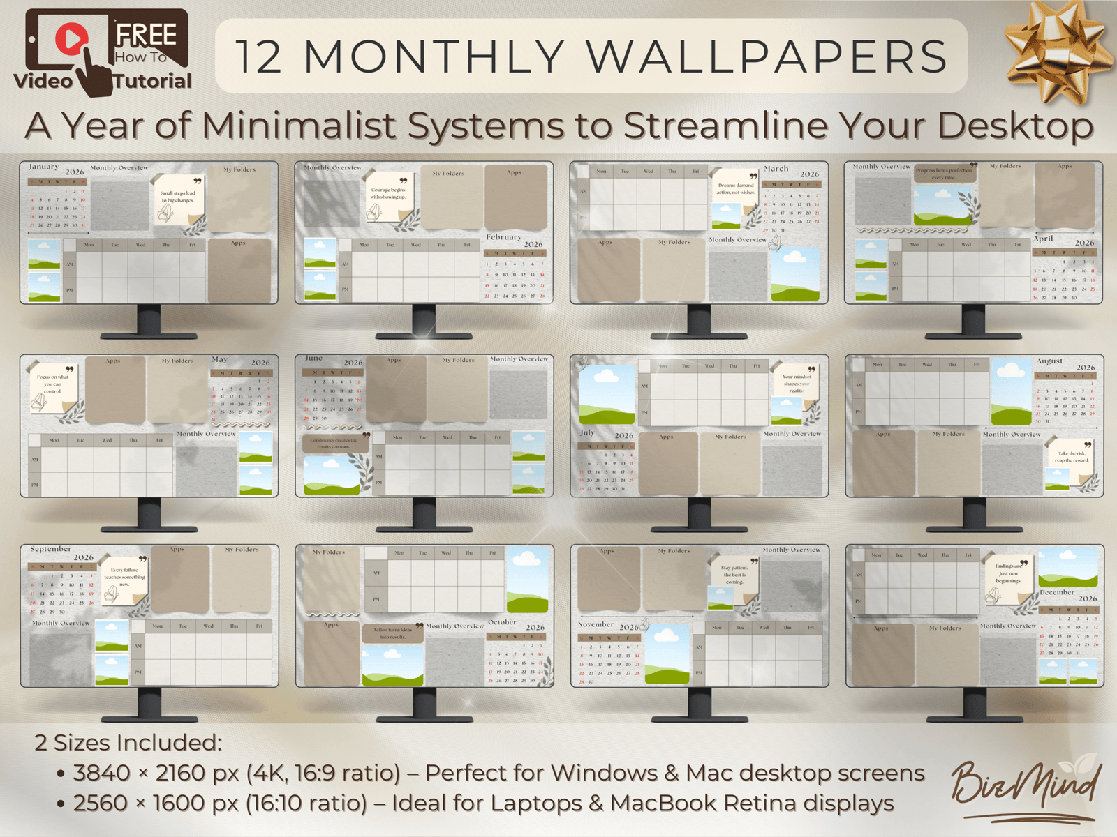 2026 Boho Beige Wallpaper + Organizer for Creative Entrepreneurs + Bonus App Icons - Image 6