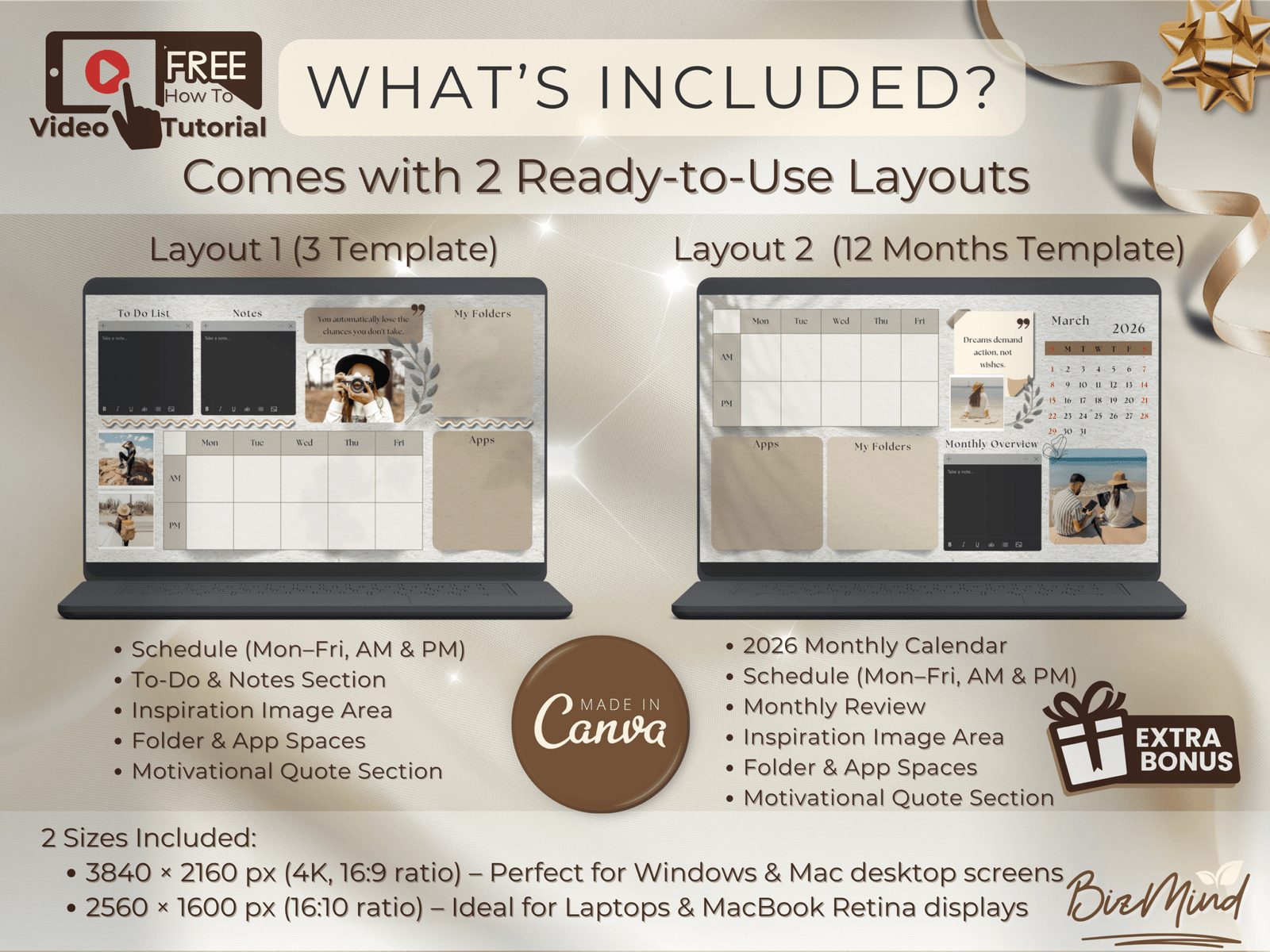 2026 Boho Beige Wallpaper + Organizer for Creative Entrepreneurs + Bonus App Icons - Image 4