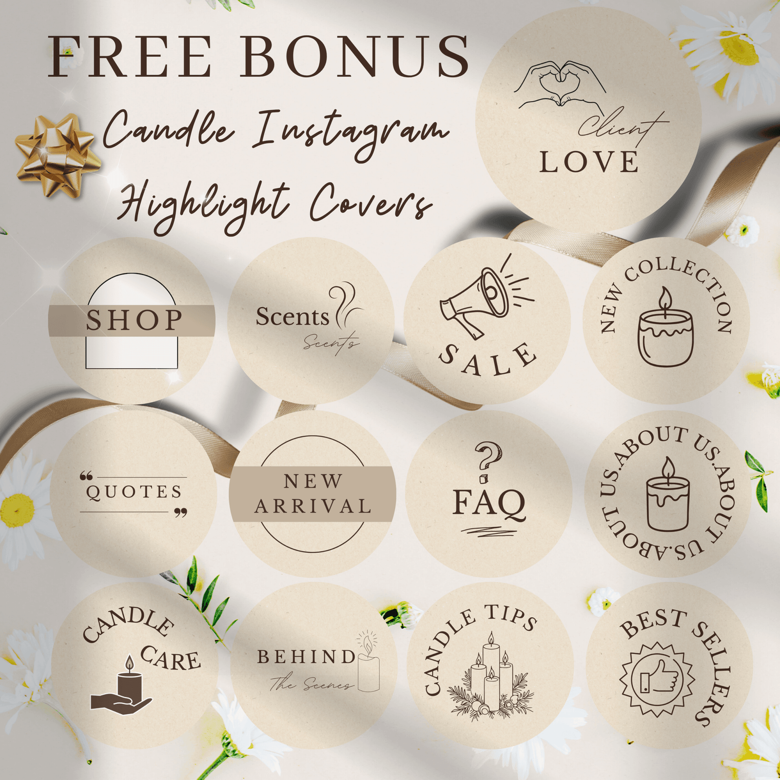 100 Candle Instagram Templates in 3 Sizes | Post & Story Canva Templates | Social Media Kit + FREE Highlight Covers - Image 9
