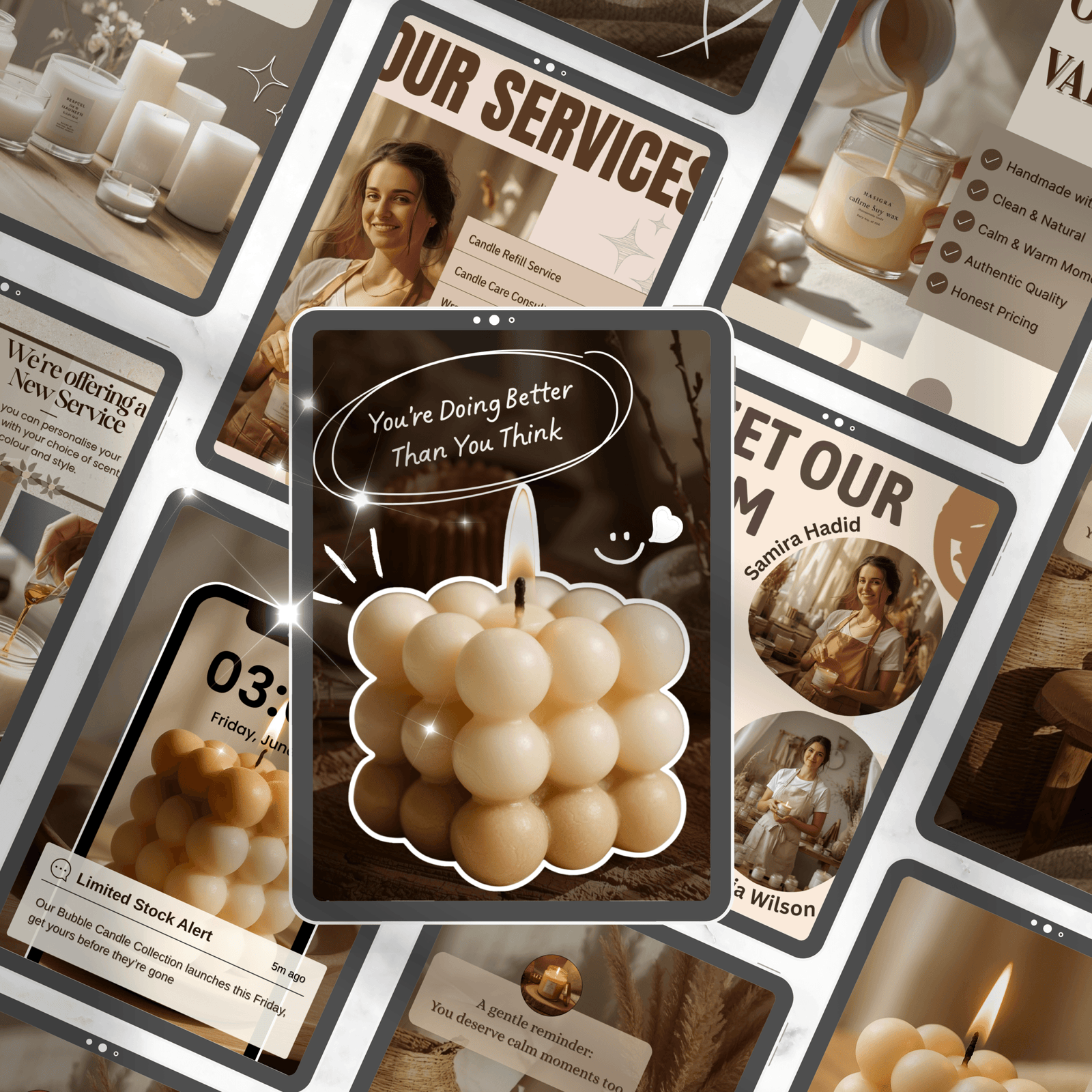 100 Candle Instagram Templates in 3 Sizes | Post & Story Canva Templates | Social Media Kit + FREE Highlight Covers - Image 4