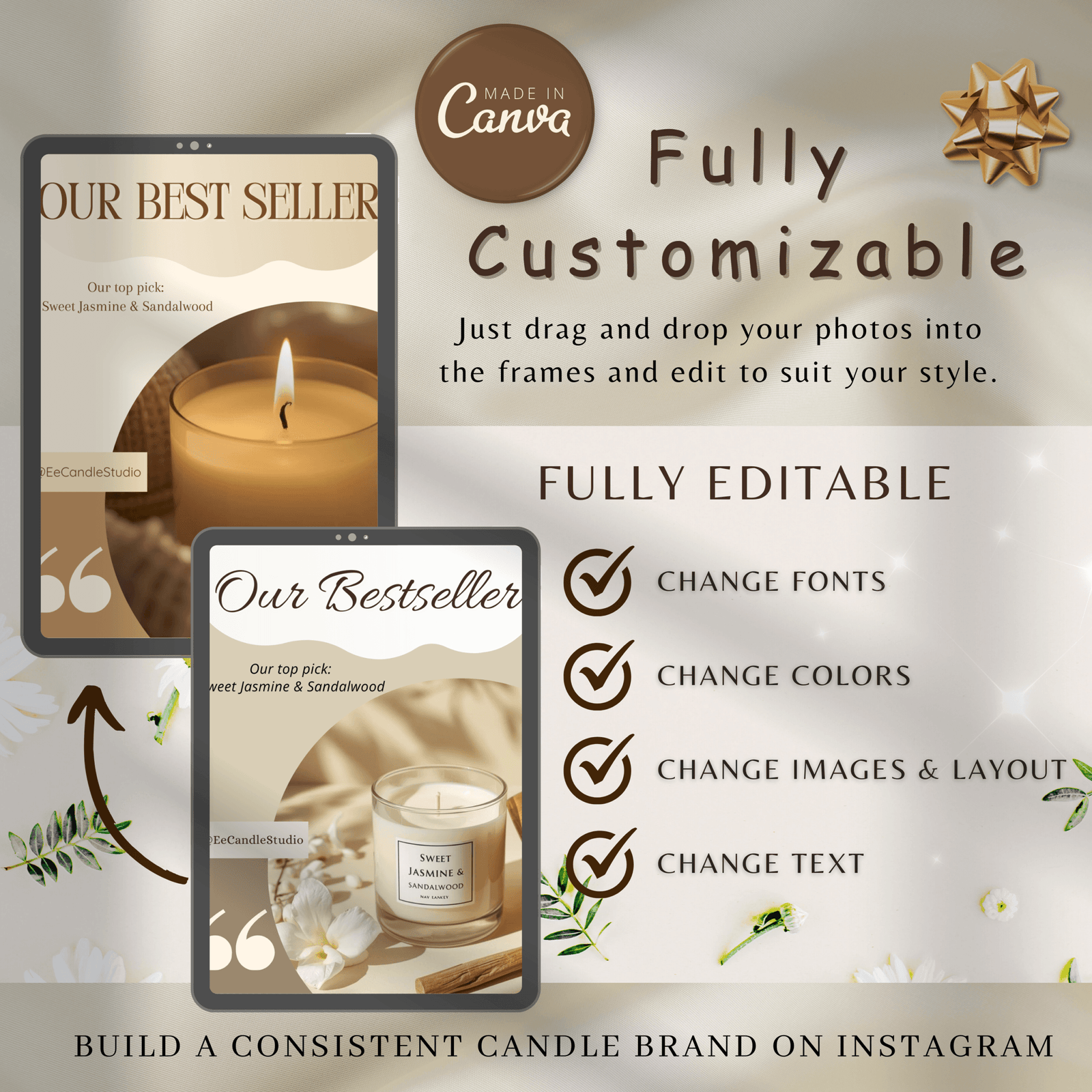 100 Candle Instagram Templates in 3 Sizes | Post & Story Canva Templates | Social Media Kit + FREE Highlight Covers - Image 7