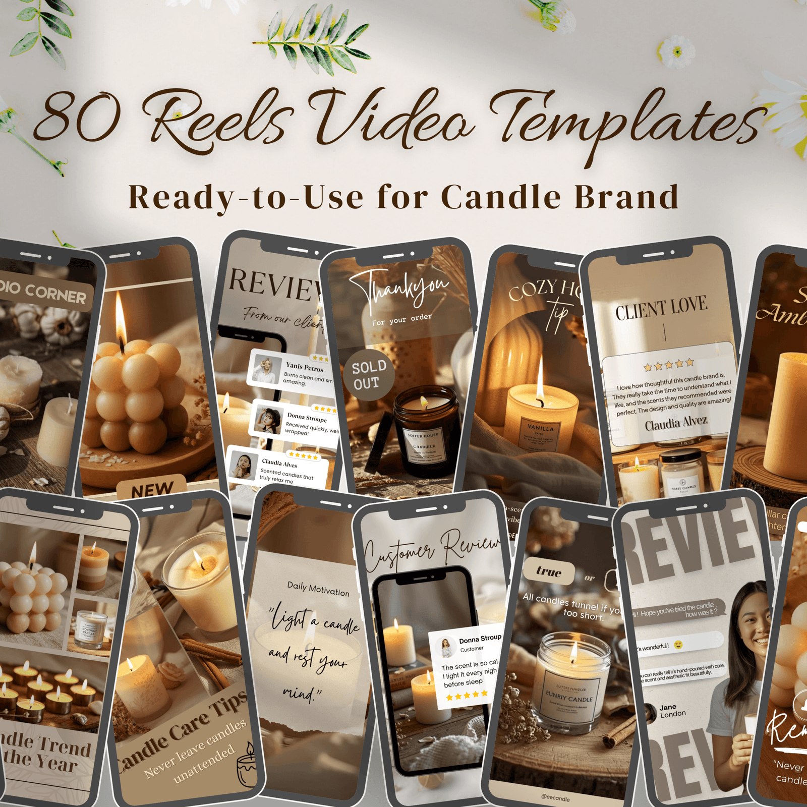 80 Candle Instagram Reels Templates | Editable Canva Video Templates | Social Media Marketing for Candle Business - Image 2