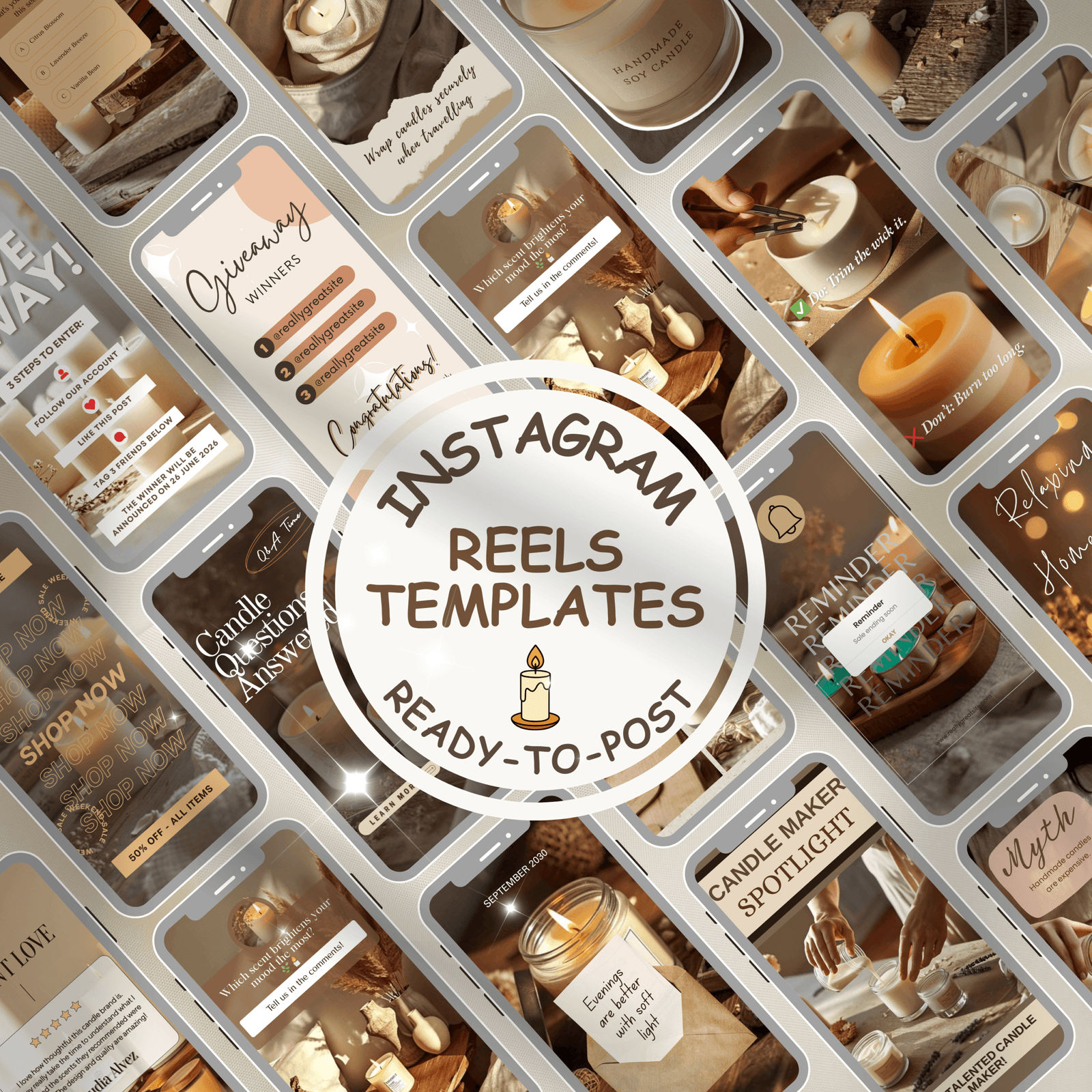 80 Candle Instagram Reels Templates | Editable Canva Video Templates | Social Media Marketing for Candle Business - Image 5