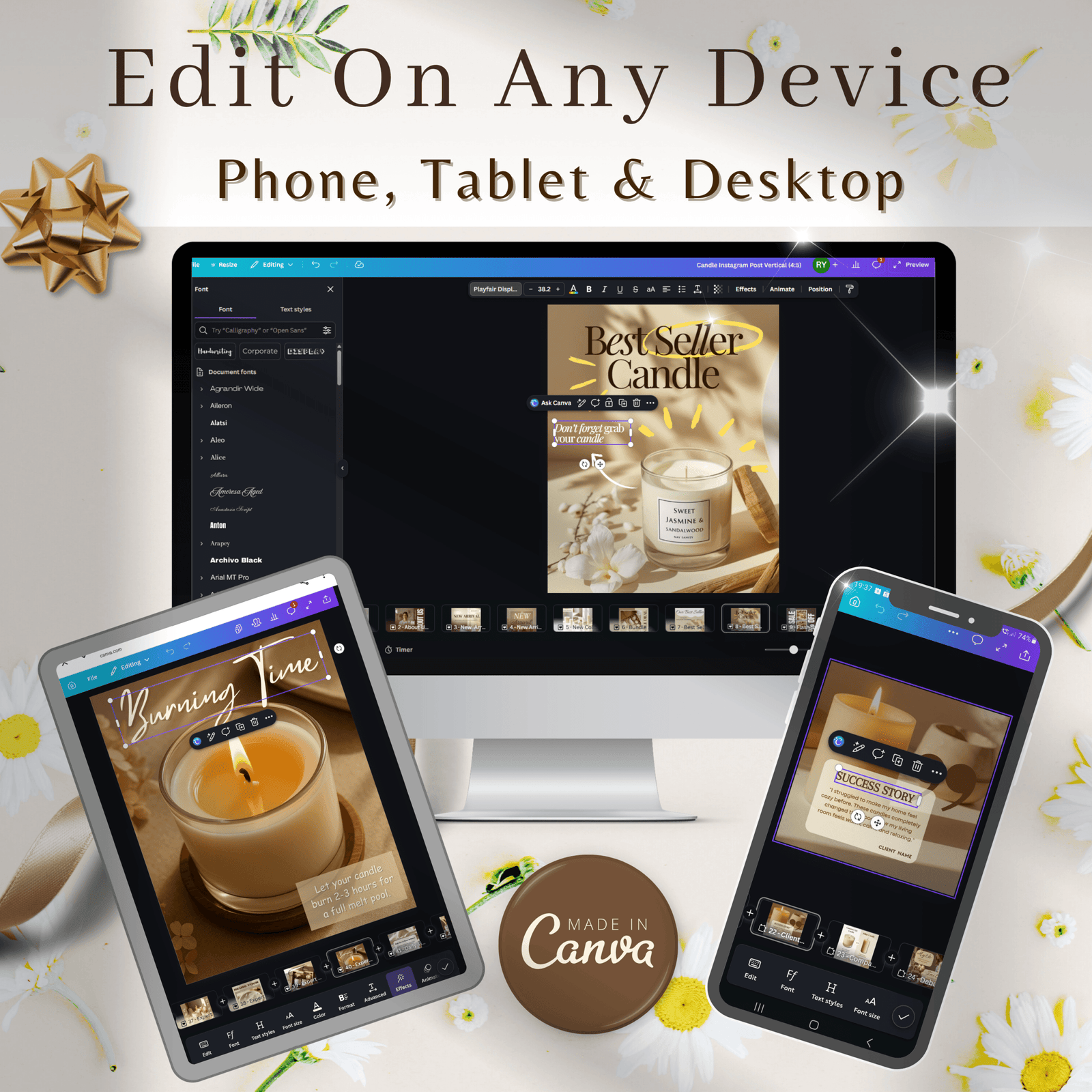 80 Candle Instagram Reels Templates | Editable Canva Video Templates | Social Media Marketing for Candle Business - Image 9