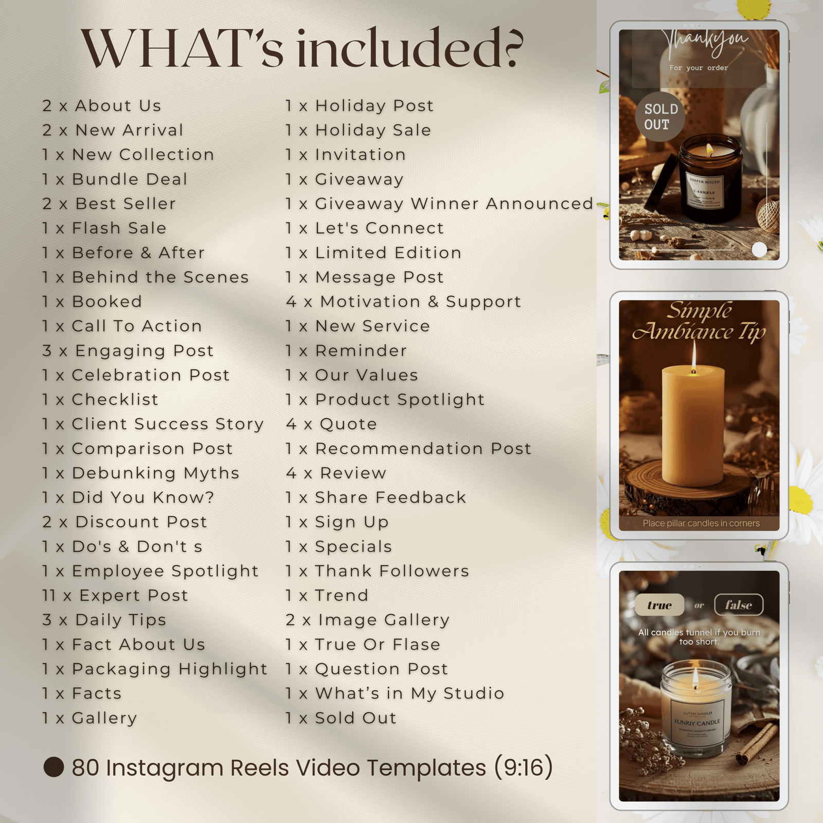 80 Candle Instagram Reels Templates | Editable Canva Video Templates | Social Media Marketing for Candle Business - Image 12