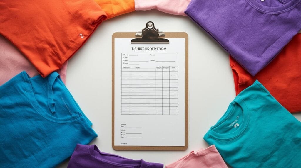 how to create a t-shirt order form PDF template for custom apparel orders