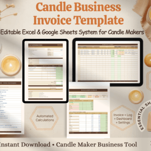 Candle Business Invoice Template Excel Google Sheets | Candle Maker Invoice Tracker | Small Business Invoice System Instant Download