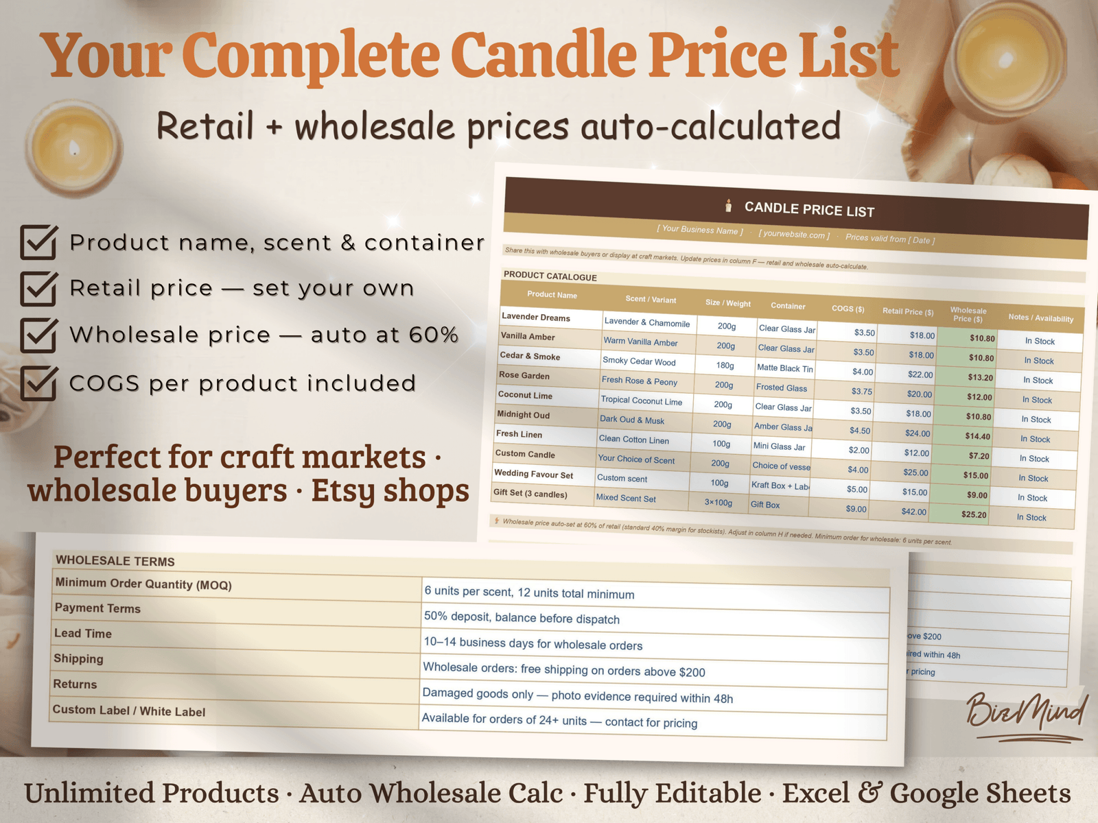 Candle Order Form Template Excel | Candle Business Tracker Google Sheets | Candle Maker Order Management | Small Business Instant Download - Image 7