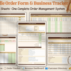 Candle Order Form Template Excel | Candle Business Tracker Google Sheets | Candle Maker Order Management | Small Business Instant Download