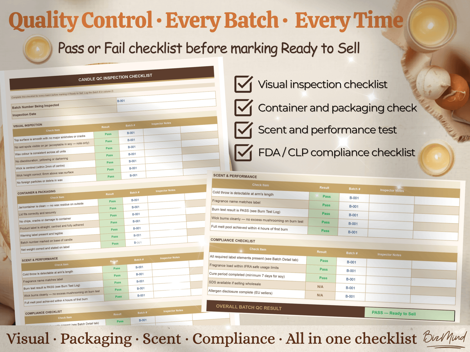 Candle Batch Record Sheet Excel | Candle Production Log Google Sheets | Candle Maker Batch Tracker | QC Checklist Instant Download - Image 7