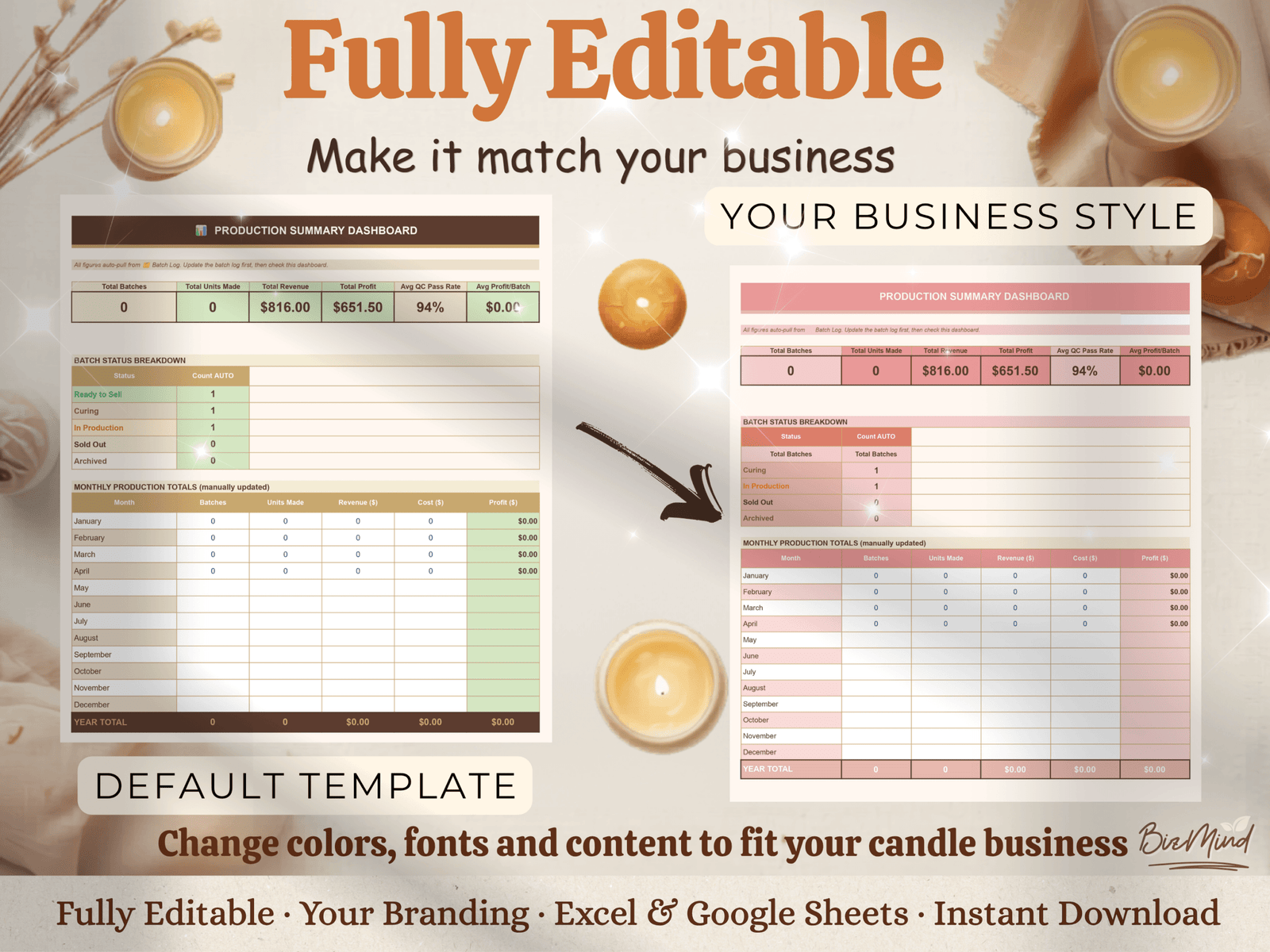 Candle Batch Record Sheet Excel | Candle Production Log Google Sheets | Candle Maker Batch Tracker | QC Checklist Instant Download - Image 10