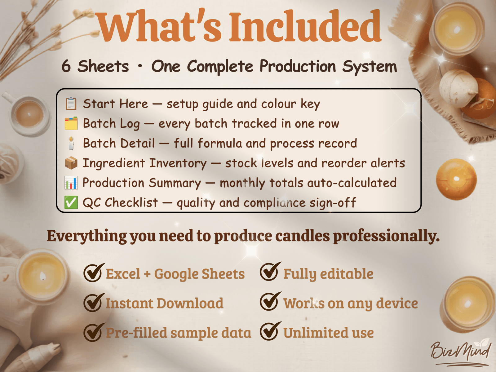 Candle Batch Record Sheet Excel | Candle Production Log Google Sheets | Candle Maker Batch Tracker | QC Checklist Instant Download - Image 9